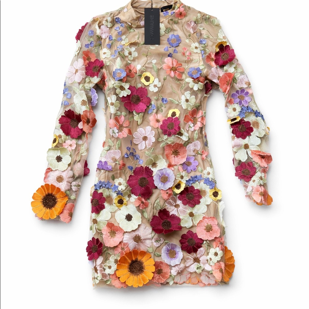 NWT Showstopper Floral 3D Embroidered Mini Dress